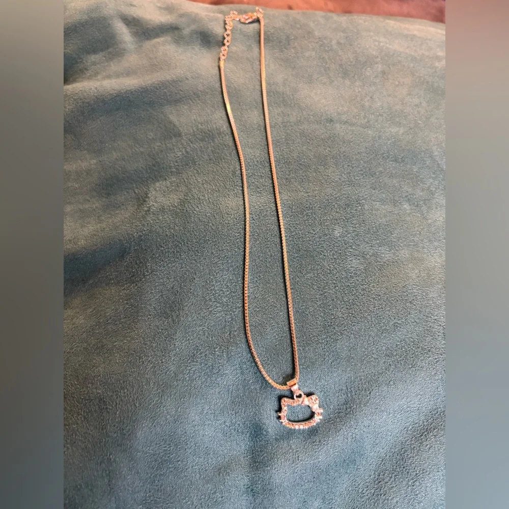Girls Silvertone Hello Kitty Pendant Necklace